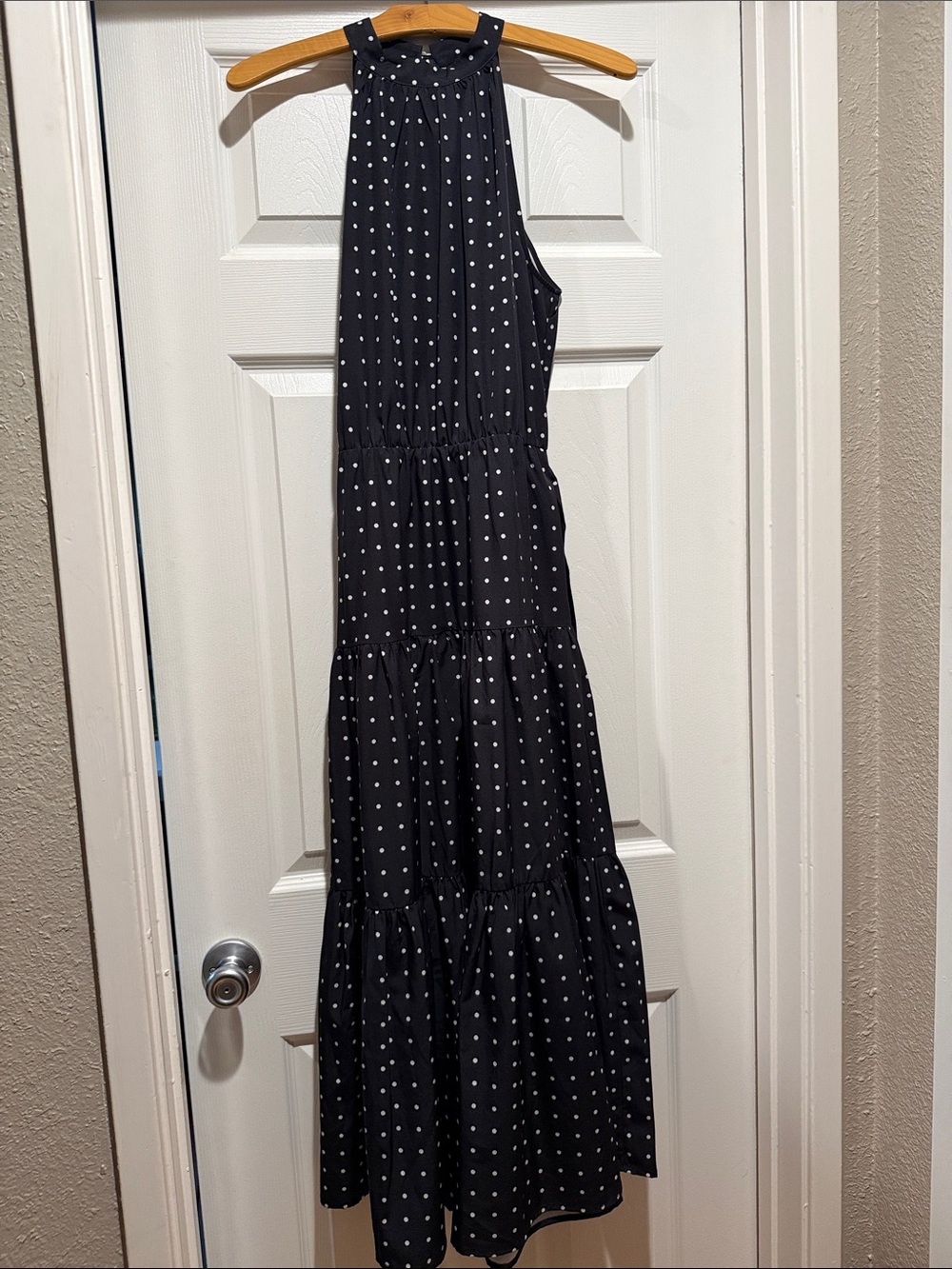 Halara- Women’s Polka Dot Halter Maxi Dress - Black